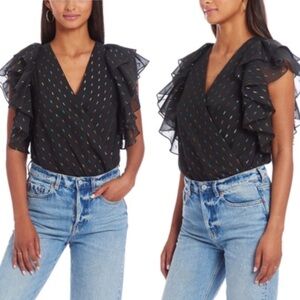 Amanda Uprichard Prism Sycamore Metallic Bodysuit